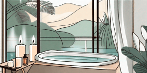 A tranquil spa bath setting